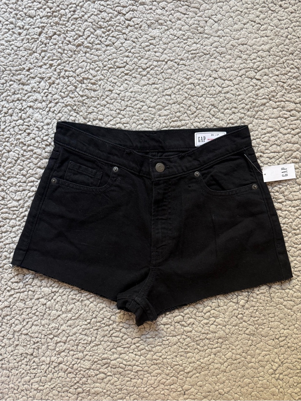 GAP Black High-Rise Baggy mid rise Denim Shorts